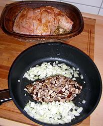 Spanferkel und Pilze