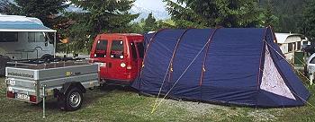 Gespann mit Vorzelt